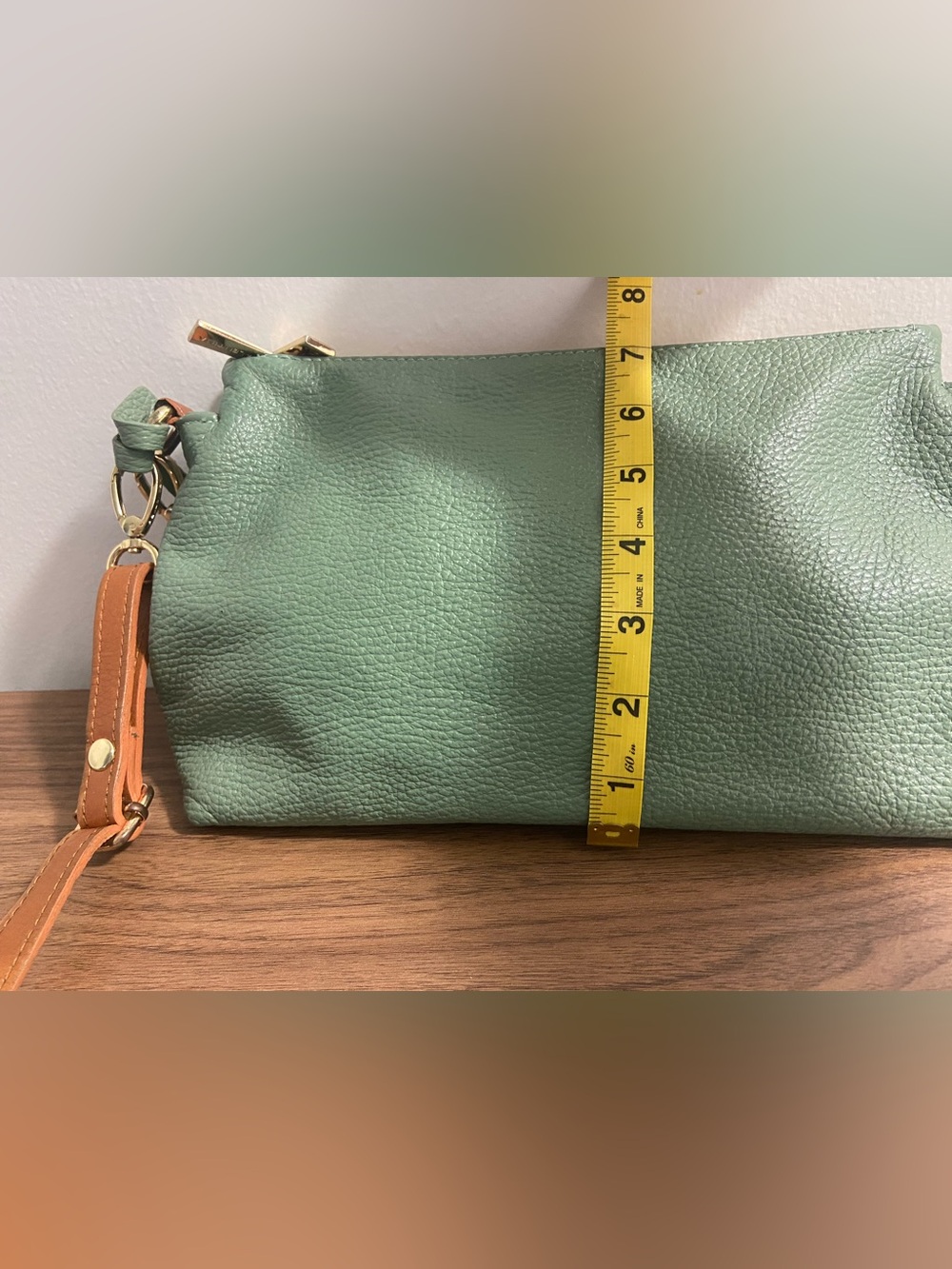 Valentina Women’s Green Leather Crossbody Bag with Tan Strap - Picture 6 of 6